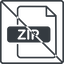 Thin, line, square, prohibited, archive, file, zip, rar, compress, compressed, compression, file-zip, file-zip-thin icon