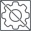 Thin, line, square, setting, config, gear, wheel, settings, cog, prohibited, gear-thin icon