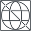 Thin, line, square, prohibited, globe, world, earth, www, globe-thin, web icon