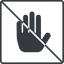 Thin, line, up, solid, square, prohibited, hand, stop, fingers, hand-solid icon
