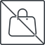 Thin, line, square, prohibited, shopping, cart, market, hand, handbag, bag, bags, handbag-thin icon