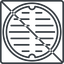 Thin, line, up, square, prohibited, manhole, sewer, sewer-manhole, metal, cover, manhole-thin icon