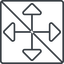 Thin, line, up, square, arrow, direction, prohibited, expand, arrows, move, move-thin icon