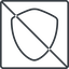 Thin, line, square, prohibited, safe, shield, protection, royalty, blazon, shield-thin icon