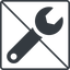 Thin, line, up, square, prohibited, spanner, wrench, tool, mechanics, mechanical, repair, spanner-alt-solid icon