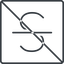Thin, line, square, prohibited, text, type, editor, font, typography, font-style, strikethrough, strike, strikethrough-thin icon