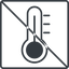 Thin, line, square, prohibited, temperature, thermometer, heat, high, hot, thermometer-high, thermometer-high-thin icon