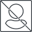 Thin, line, square, user, man, woman, person, prohibited, user-circle-thin icon