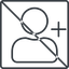 Thin, line, square, sign, plus, add, user, prohibited, sign-up, account, newuser, profile, usericon, user-plus-thin icon