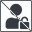 Thin, line, square, user, man, woman, person, prohibited, unlocked, secure, safe, padlock, unlock, user-unlock, user-unlock-solid icon
