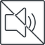 Thin, line, up, square, prohibited, speaker, volume, mute, unmute, music, sound, loudspeaker, volume-2-thin icon