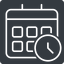 Thin, solid, square, horizontal, mirror, date, schedule, event, timetable, calendar, clock, time, meeting, hour, minute, hours, minutes, deadline, calendar-clock, calendar-clock-thin icon