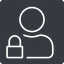 Thin, solid, square, horizontal, mirror, user, man, woman, person, secure, safe, padlock, locked, lock, user-lock, user-lock-thin icon