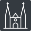 Thin, solid, square, christian, church, cathedral, cathedral-thin icon