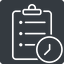 Thin, solid, square, order, list, clock, clipboard, clipboard-list, list-clock, clipboard-list-clock-thin icon