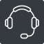 Thin, solid, square, phone, call, headset, headphone, microphone, support, headset-thin icon