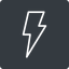 Thin, solid, square, lightning, bolt, electricity, thunder, lightning-thin icon