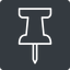 Thin, up, solid, square, thumbtack, pin, unpin, thumbtack-thin icon