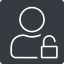 Thin, solid, square, user, man, woman, person, unlocked, secure, safe, padlock, unlock, user-unlock, user-unlock-thin icon