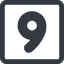 Line, down, wide, square, number, font, digit, 6, six, six-wide, 9, nine icon
