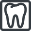 Line, up, wide, solid, square, horizontal, mirror, cog, medical, health, care, medic, clinical, tooth, molar, dental, dentist, stomatology, teeth, tooth-wide icon