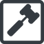 Line, wide, square, gavel, law, auction, hammer, judge, gavel-solid icon