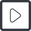 Line, up, wide, square, arrow, video, play, mp3, player, pause, play-thin icon