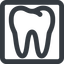 Line, up, wide, solid, square, cog, medical, health, care, medic, clinical, tooth, molar, dental, dentist, stomatology, teeth, tooth-wide icon