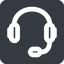 Wide, solid, square, phone, call, headset, headphone, microphone, support, headset-wide icon