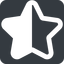 Up, wide, solid, square, star, rate, rating, half, star-half-wide icon
