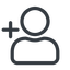 Line, normal, sign, plus, add, horizontal, mirror, user, sign-up, account, newuser, profile, usericon, user-plus icon