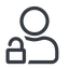 Line, normal, horizontal, mirror, user, man, woman, person, unlocked, secure, safe, padlock, unlock, user-unlock icon