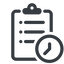 Line, normal, order, list, clock, clipboard, clipboard-list, clipboard-list-clock, list-clock icon