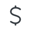 Line, normal, symbol, money, donate, donation, coin, dollar, currency, us, usa icon