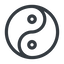 Line, normal, symbol, zen, yinyang, yin, yang, taoism, tao, china, taijitu, yin-yang icon