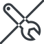 Line, right, normal, prohibited, spanner, wrench, tool, mechanics, mechanical, repair icon