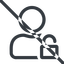 Line, normal, user, man, woman, person, prohibited, unlocked, secure, safe, padlock, unlock, user-unlock icon