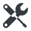 Left, normal, solid, horizontal, mirror, building, spanner, wrench, tool, screwdrive, construction, fix, tools, tools-alt-solid icon