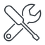 Thin, line, left, horizontal, mirror, building, spanner, wrench, tool, screwdrive, construction, fix, tools, tools-thin icon