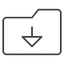 Thin, line, down, horizontal, mirror, folder, directory, folders, directories, folder-down-thin icon