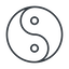 Thin, line, horizontal, mirror, symbol, zen, yinyang, yin, yang, taoism, tao, china, taijitu, yin-yang-thin icon