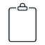 Thin, line, up, report, note, clipboard, pasteboard, notebook, scratchpad, tablet, clipboard-thin icon