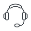 Thin, line, phone, call, headset, headphone, microphone, support, headset-thin icon
