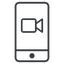 Up, video, phone, mobile, smartphone, call, smartphone-video, smartphone-video-thin icon