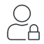 Thin, line, user, man, woman, person, secure, safe, padlock, locked, lock, user-lock, user-lock-thin icon