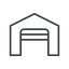 Thin, line, car, storage, repository, amazon, parking, distribution, warehouse, hangar, logistics, inventory, depot, storehouse, stockroom, warehouse-open-thin, garage, carport icon