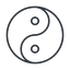 Thin, line, symbol, zen, yinyang, yin, yang, taoism, tao, china, taijitu, yin-yang-thin icon