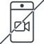 Down, horizontal, mirror, video, prohibited, phone, mobile, smartphone, call, smartphone-video, smartphone-video-thin icon