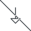Thin, line, down, arrow, prohibited, arrow-thin icon