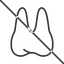 Thin, line, down, solid, cog, prohibited, medical, health, care, medic, clinical, tooth, molar, dental, dentist, stomatology, teeth, tooth-thin icon